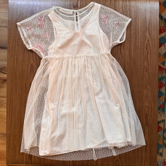 Zara Kids white embroidered beaded net mesh tulle party dress 8 yrs - Picture 2 of 5